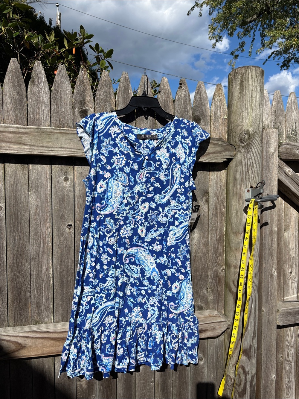 Ralph Lauren blue paisley cotton blend XS dress. NWT!!